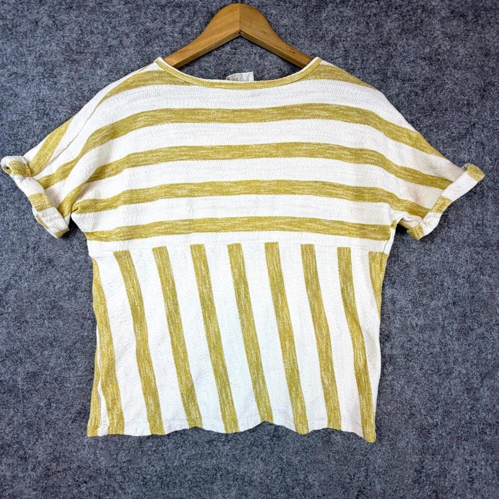 Storia Knit Top Womens Medium White Yellow Coastal Scandi Natural French Girl - Picture 2 of 7